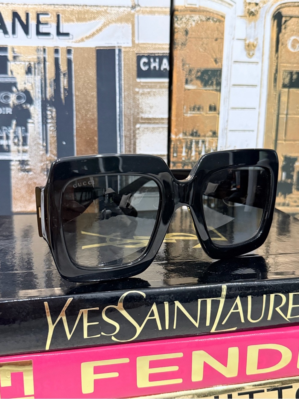 Gucci Black Oversized Square Women's Sunglasses